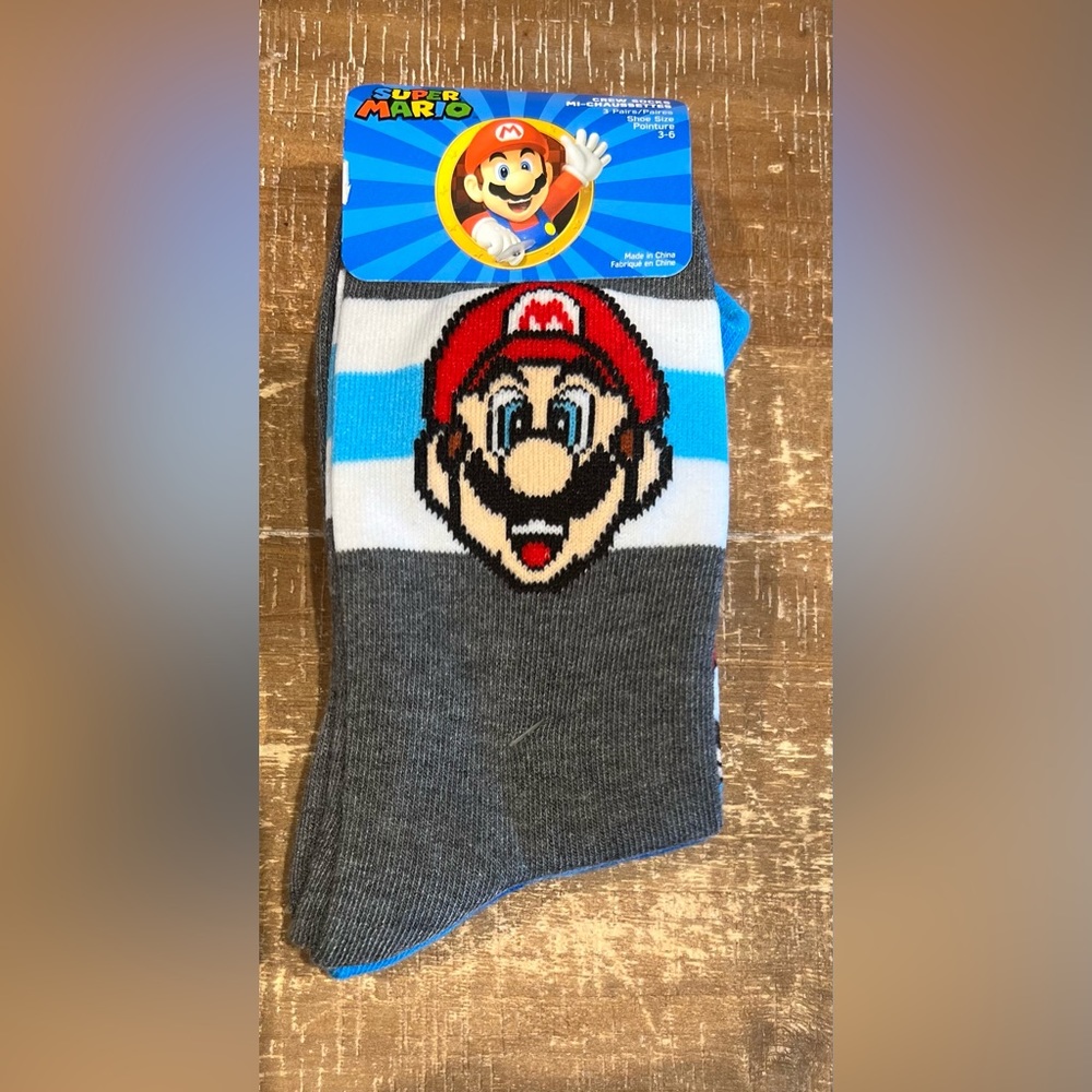 Nintendo Super Mario Kids crew socks 3-pairs